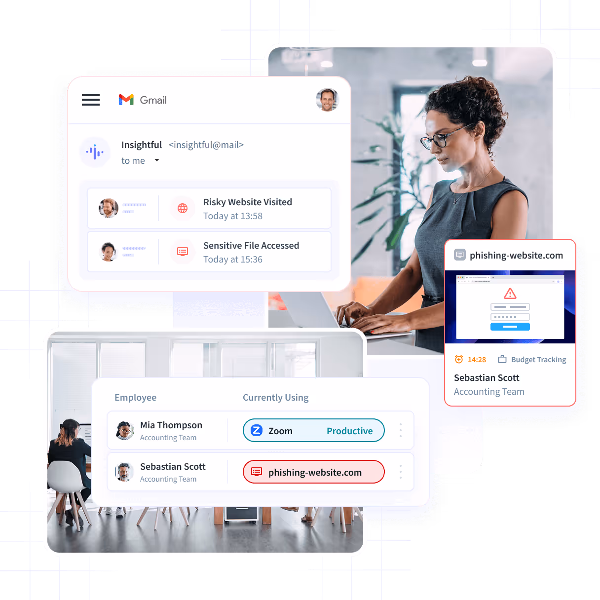 Insightful dashboard showing employee time on projects and tasks